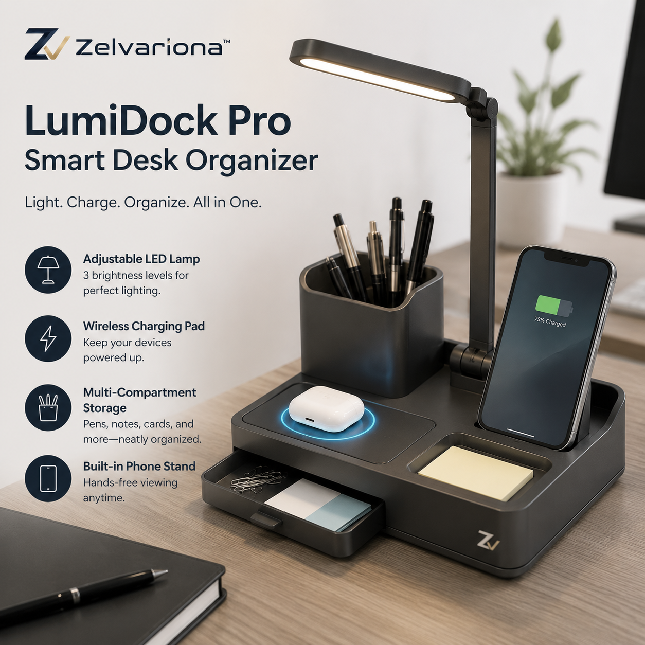 Zelvariona™ LumiDock Pro Smart Desk Organizer